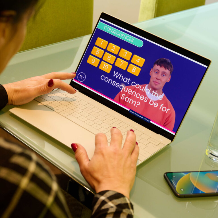 training on a laptop