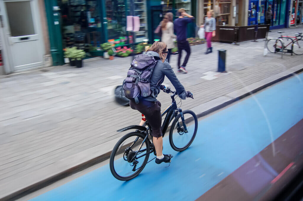 cyclist in cycle lane