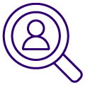 person in magnifying glass icon