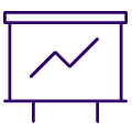Flipchart with graph ascending icon