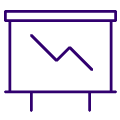 Flipchart with graph descending icon