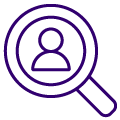 person in magnifying glass icon