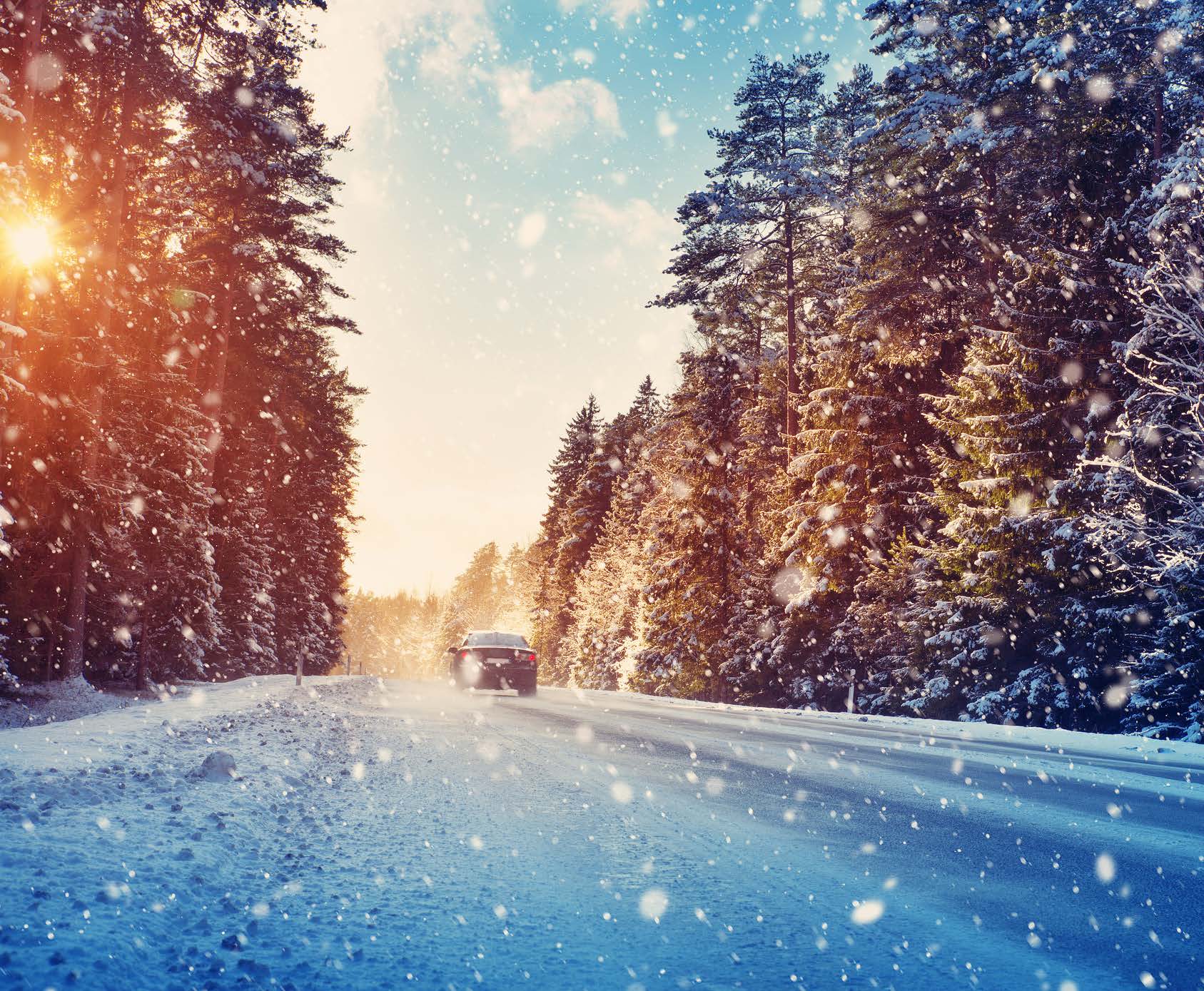 car driving in snow