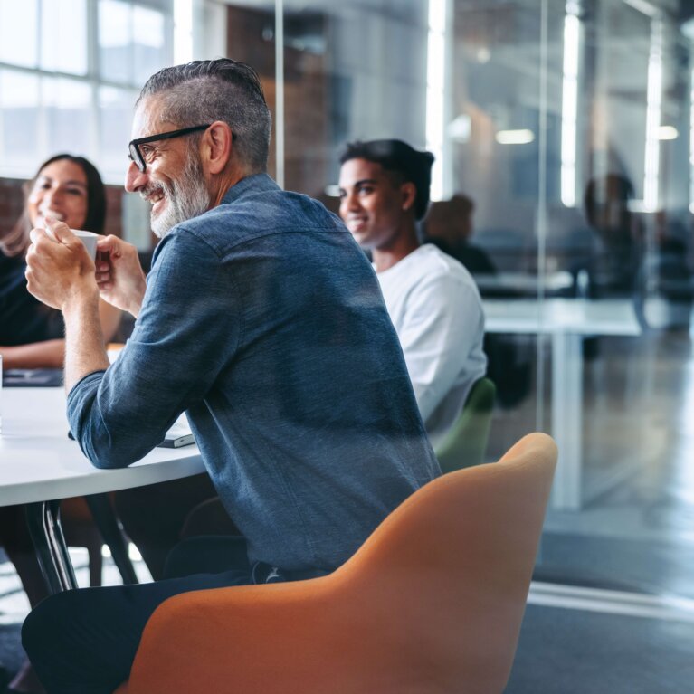 people discussing at table