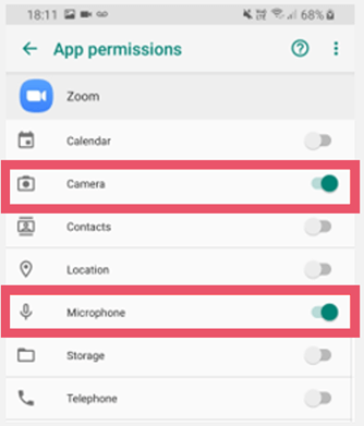 Android Smartphone App Permissions screenshot