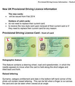 New UK Provisional Driving Licence cards information