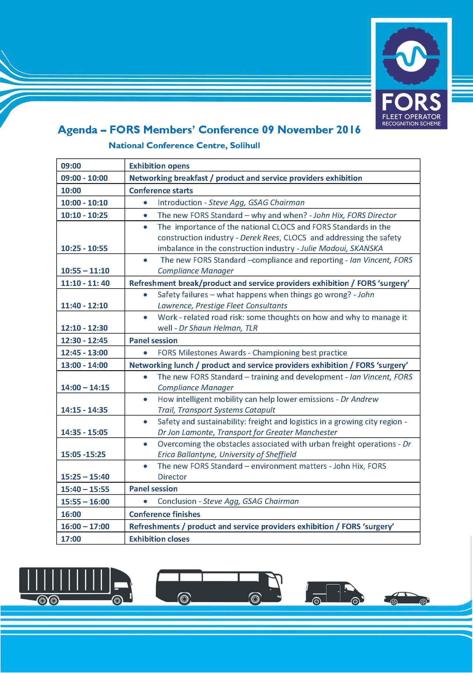 FORS Member conference 2016 Agenda
