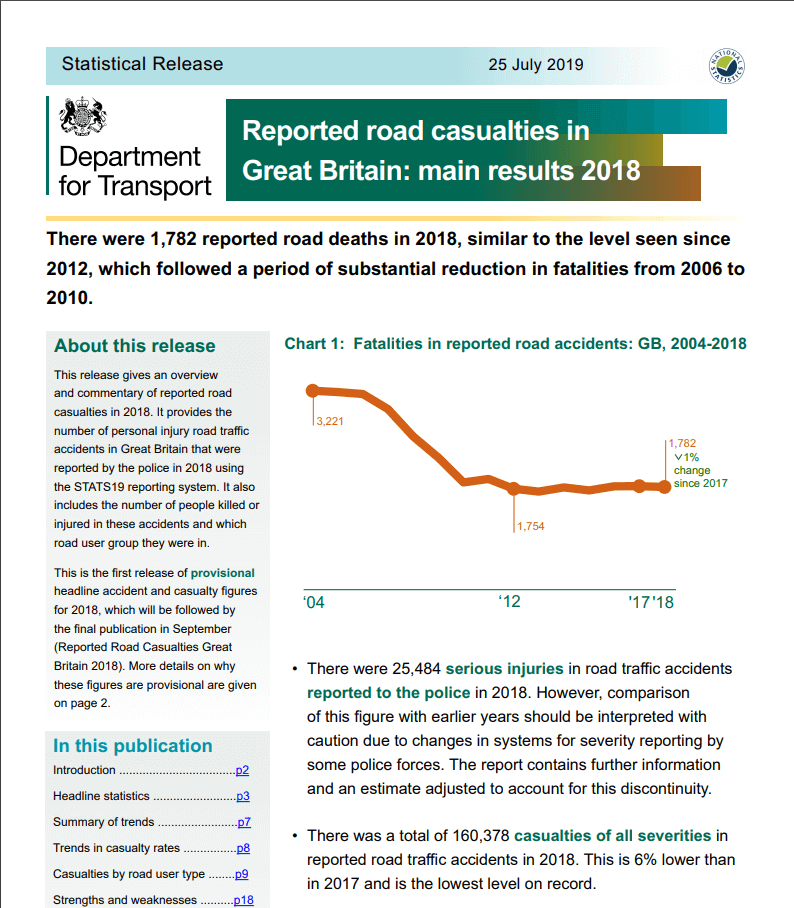 Dept for Transport statistical release July 2019