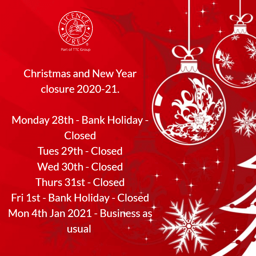 Christmas and New Year Closures 2020-21