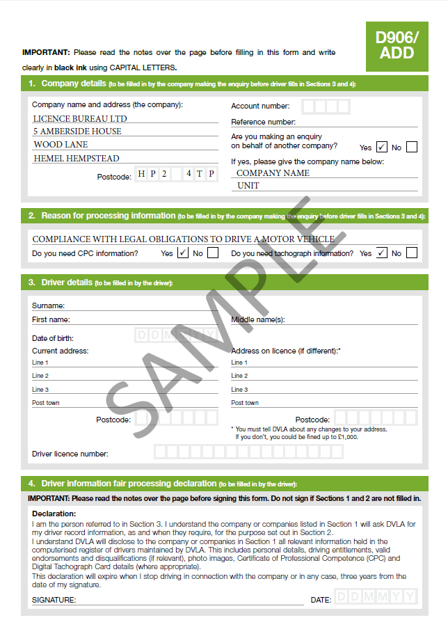 Sample of D906 form