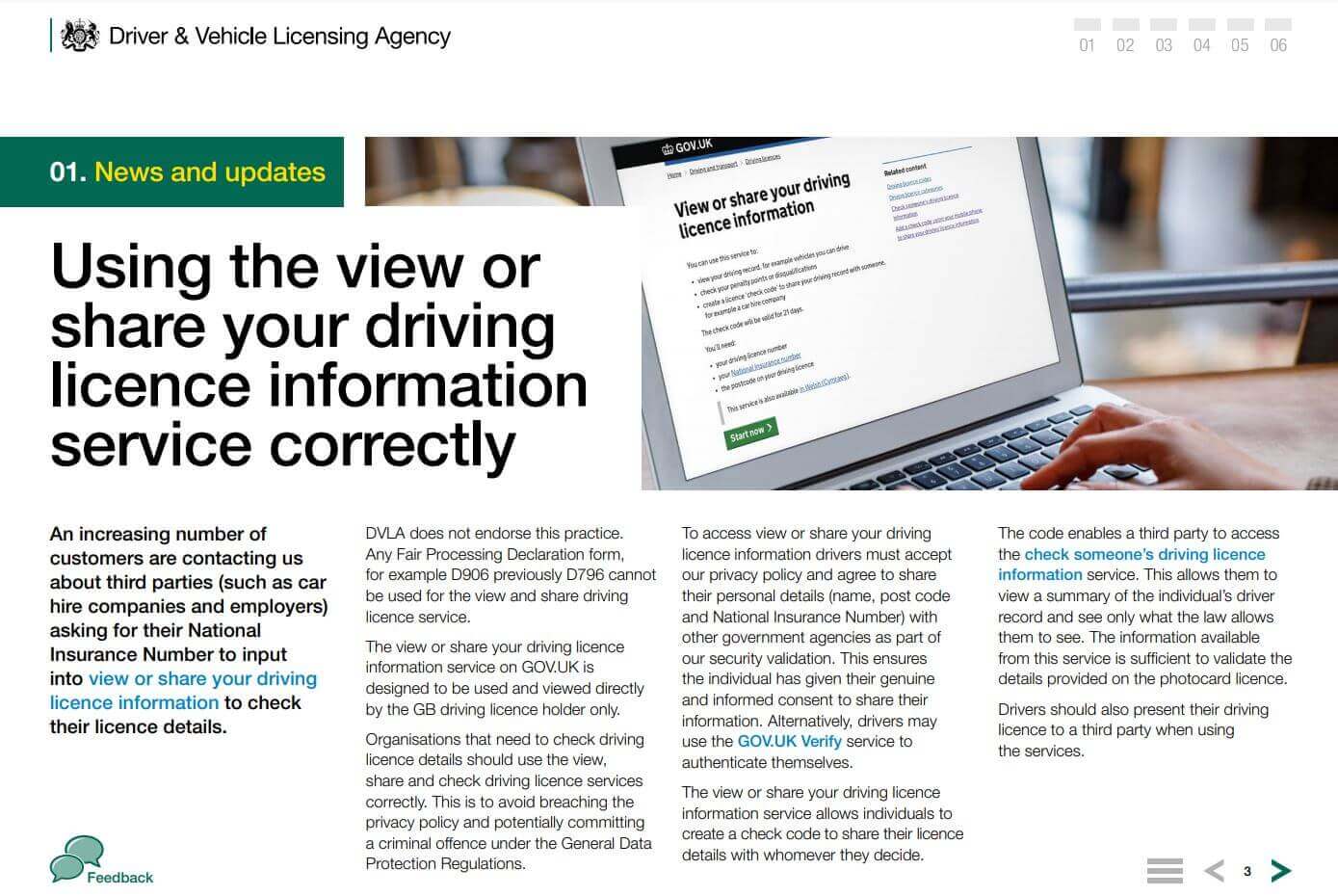 Correct Use of View or Share your driving licence information from the DVLA