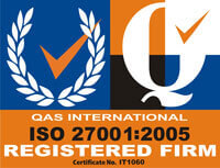 QAS International ISO 27001:2005 Registered Firm logo