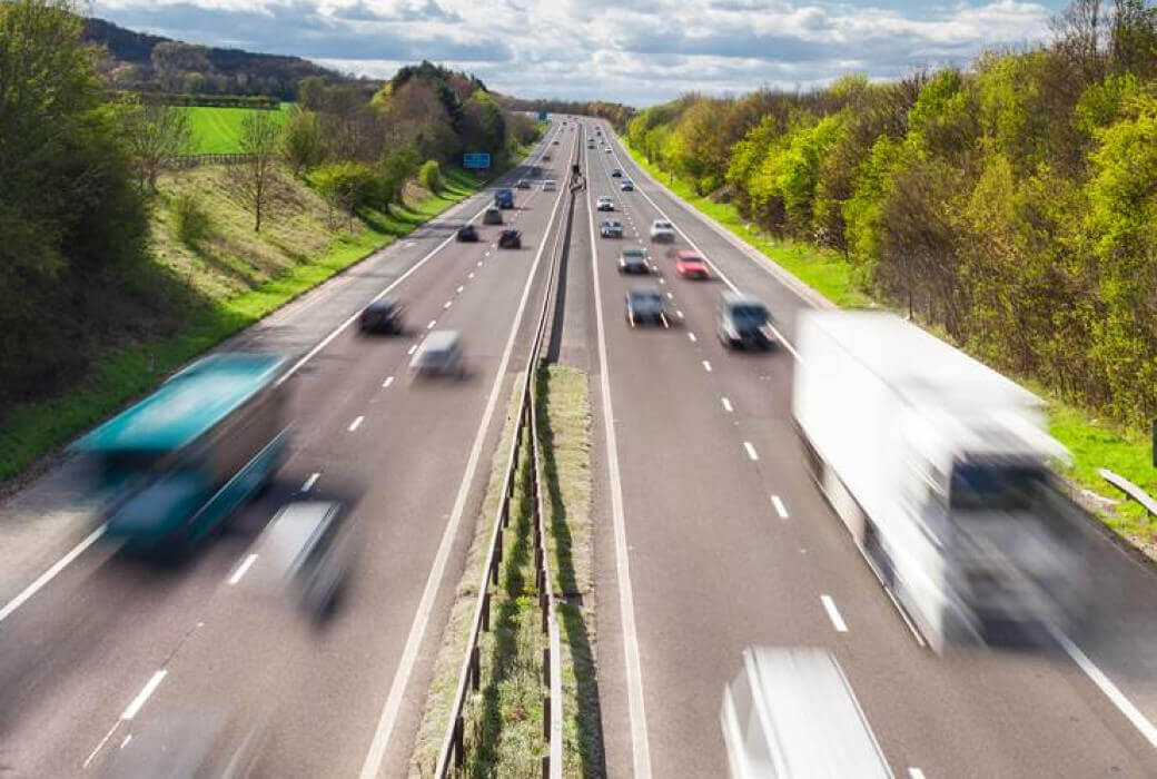 Traffic caught in motion on motorway