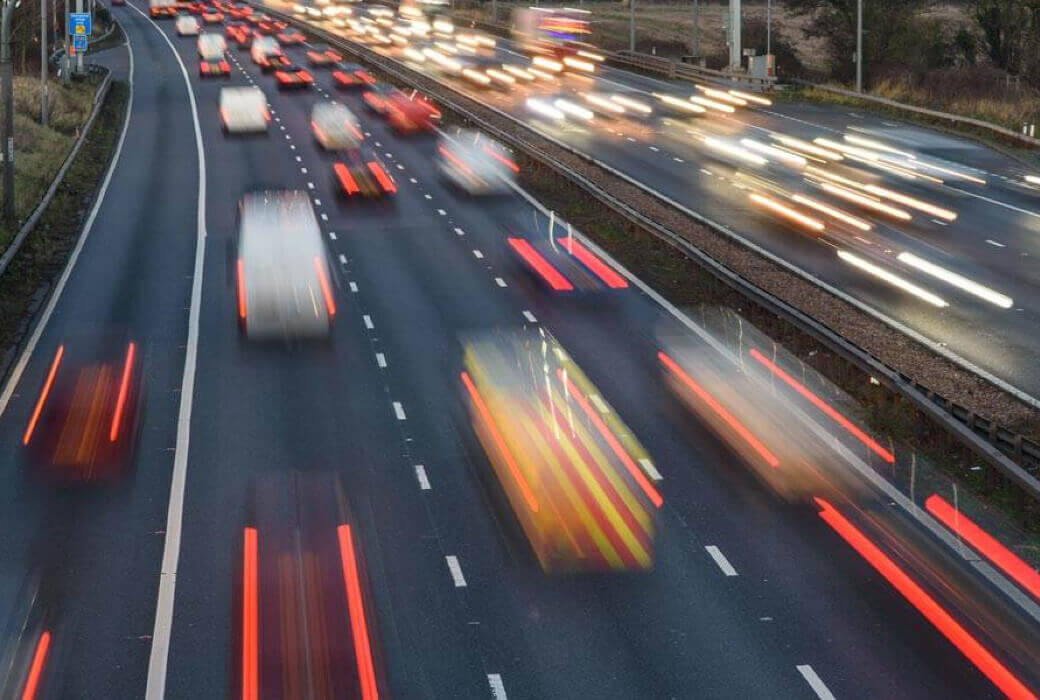 Vehicle lights on a busy motorway