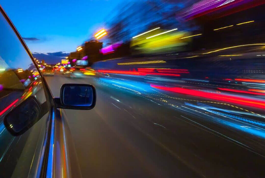 Vehicle lights on motorway