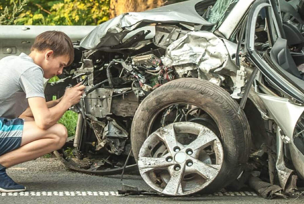 Young driver car wreck