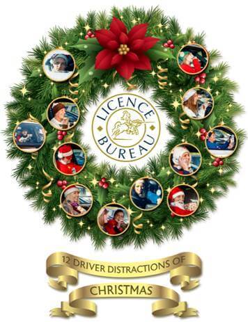 12 driver distractions of Christmas graphic