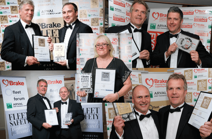 Collage of photos from Brake RRMOTY Road Risk Manager awards